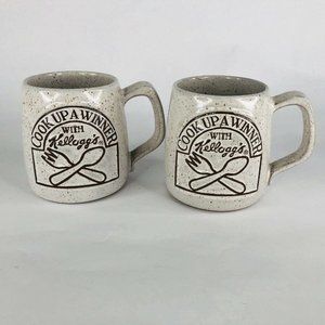 2 Kellogg Company Mugs Cook Up A Winner With Kelloggs Pottery Mugs Brown Vintage